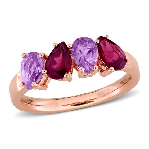 Amethyst & Rhodolite 4-Stone Ring