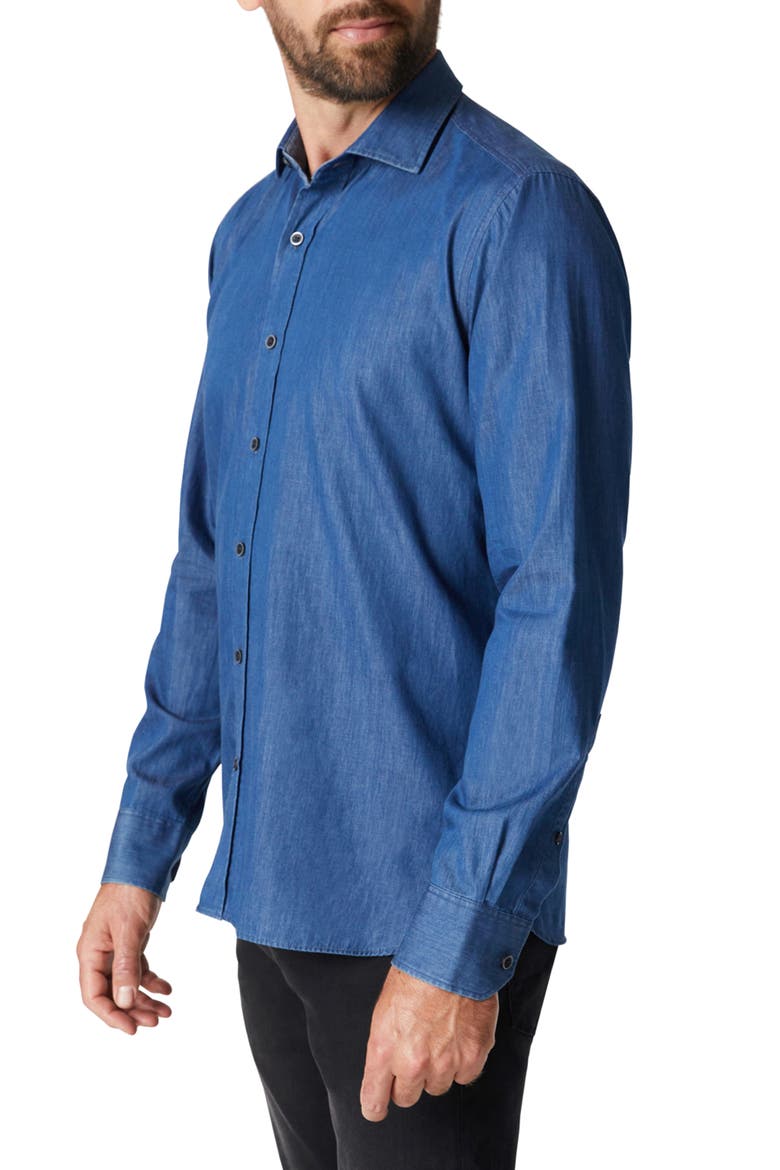 Denim Button-Up Shirt, Alternate, color, RINSE DENIM