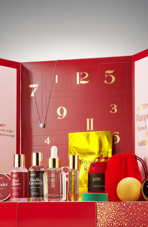 Lovery 12 Days Of Beauty Advent Calendar Bath & Body Care Gift Set In Red