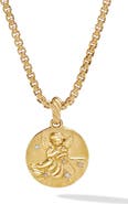 David Yurman Zodiac Amulet in 18K Yellow Gold with Pavé Diamonds, 18.9mm