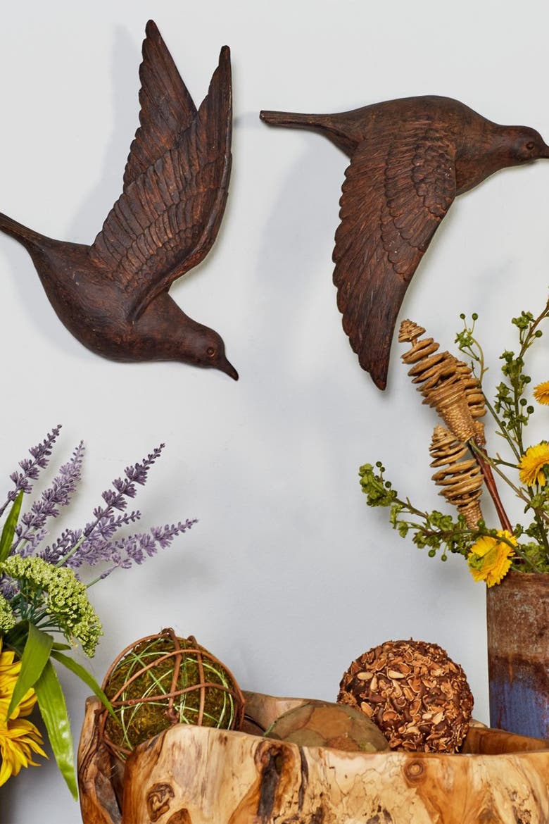 Polystone Bird Wall Decor - Set of 3, Alternate, color, BROWN