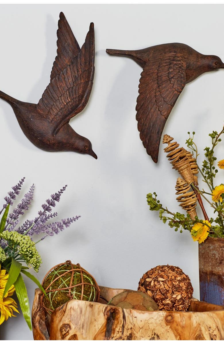 SONOMA SAGE HOME Polystone Bird Wall Decor - Set of 3, Alternate, color, Brown
