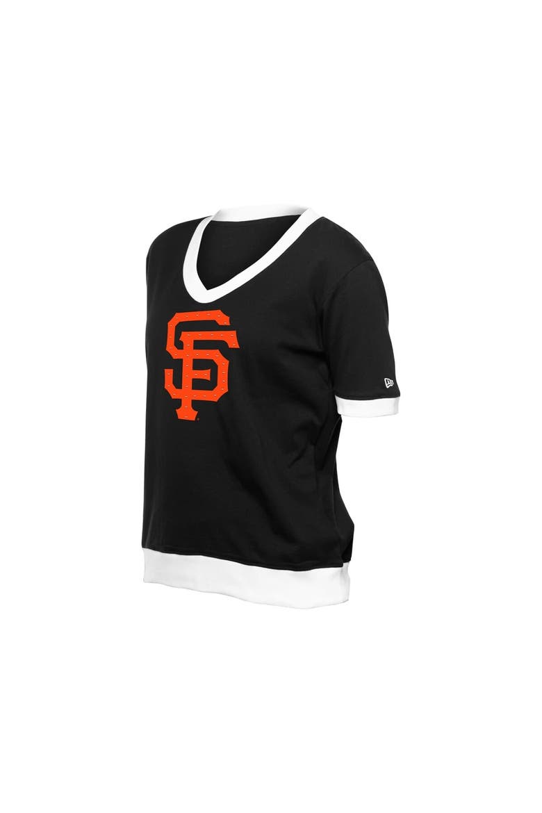 Women's New Era  Black San Francisco Giants Game Day Rhinestone V-Neck T-Shirt, Alternate, color, Black