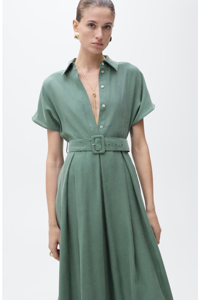 Macarela Belted Shirtdress, Alternate, color, GREEN