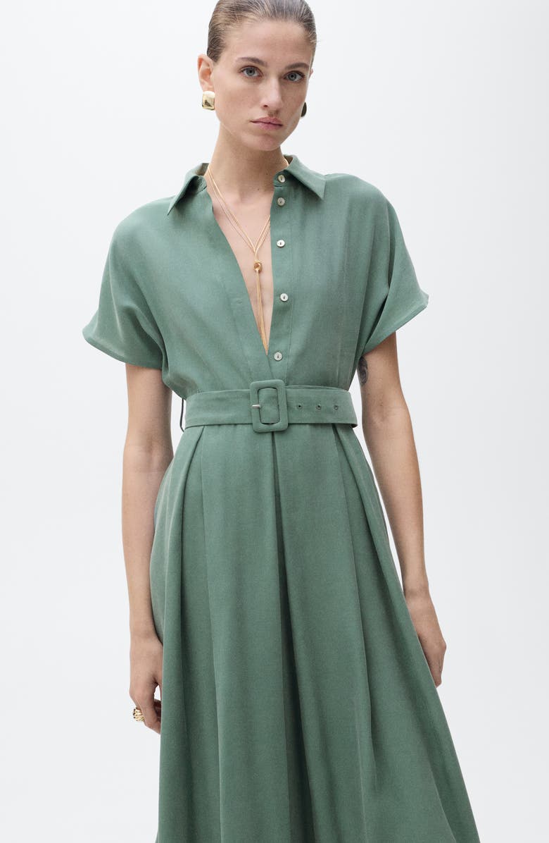 MANGO Macarela Belted Shirtdress, Alternate, color,