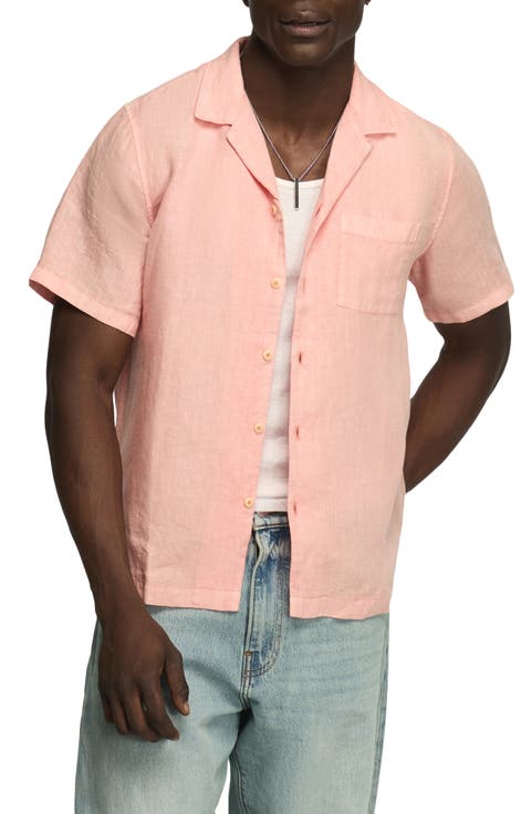 Notch Collar Short Sleeve Button-Up Shirt