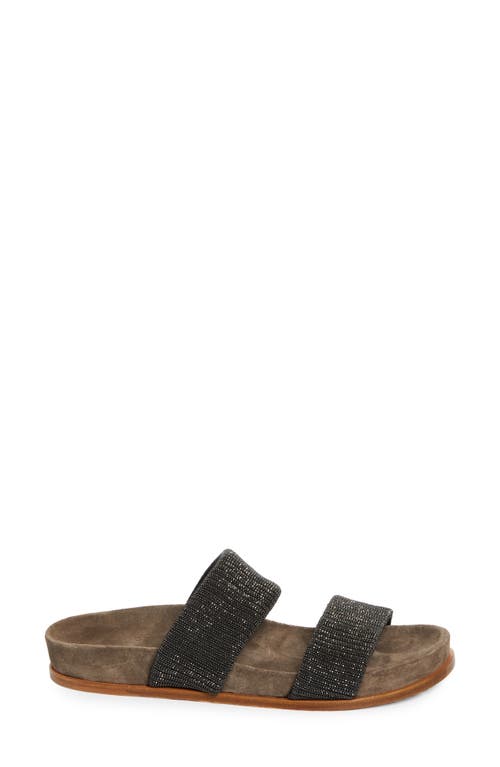 Brunello Cucinelli Monili Two-strap Slide Sandal In Antracite