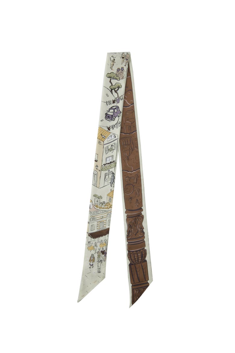 Rome Silk Skinny Scarf, Main, color, Soft Limestone