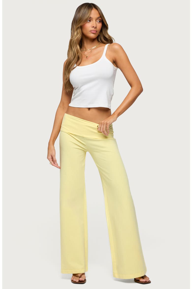 Wide Leg Foldover Pants, Alternate, color, YELLOW