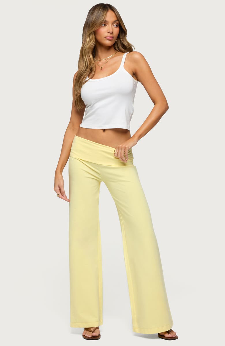 EDIKTED Wide Leg Foldover Pants, Alternate, color, 