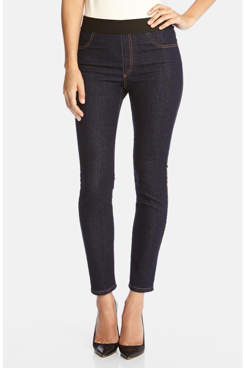 Dark Rinse Denim Leggings, Main, color, INDIGO