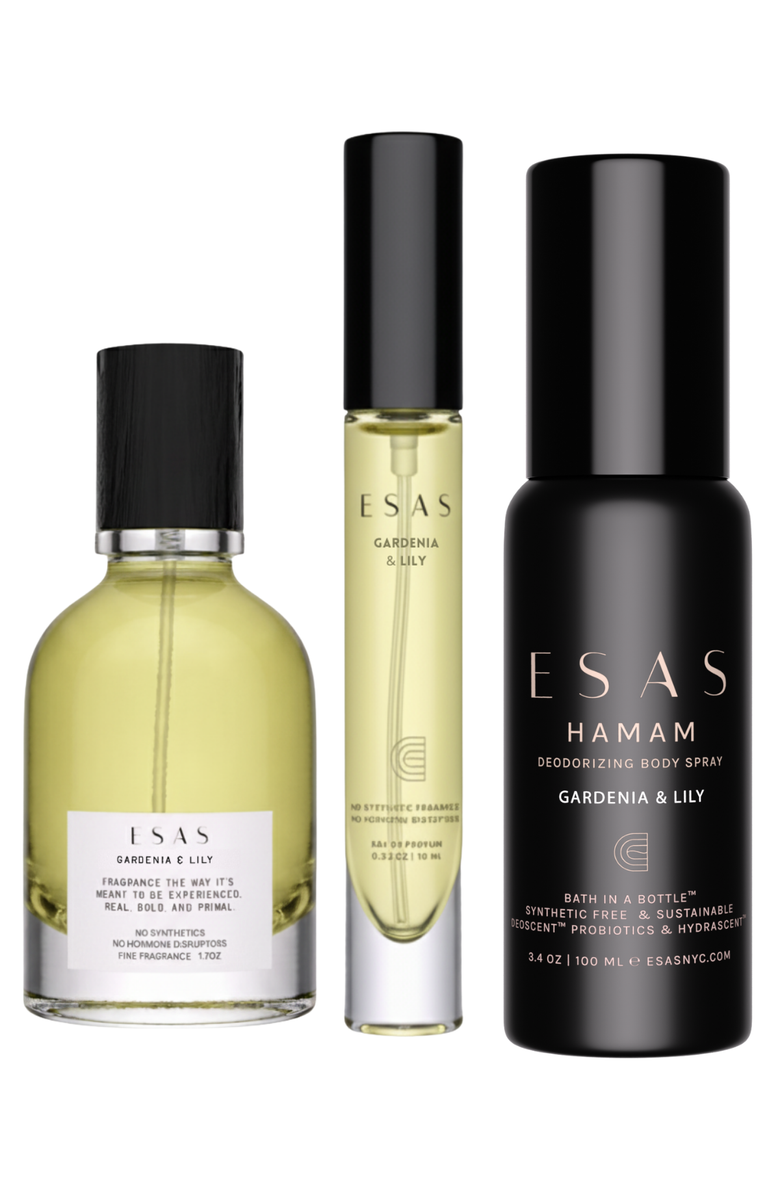 Esas NYC Gardenia & Lily Organic Eau de Parfum Gift Set, Main, color, Yellow