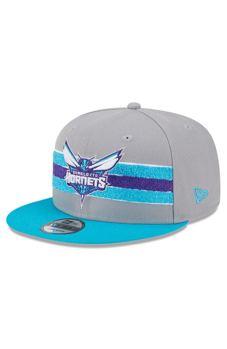 New Era Men's New Era Gray Charlotte Hornets Chenille Band 9FIFTY Snapback Hat, Main, color,