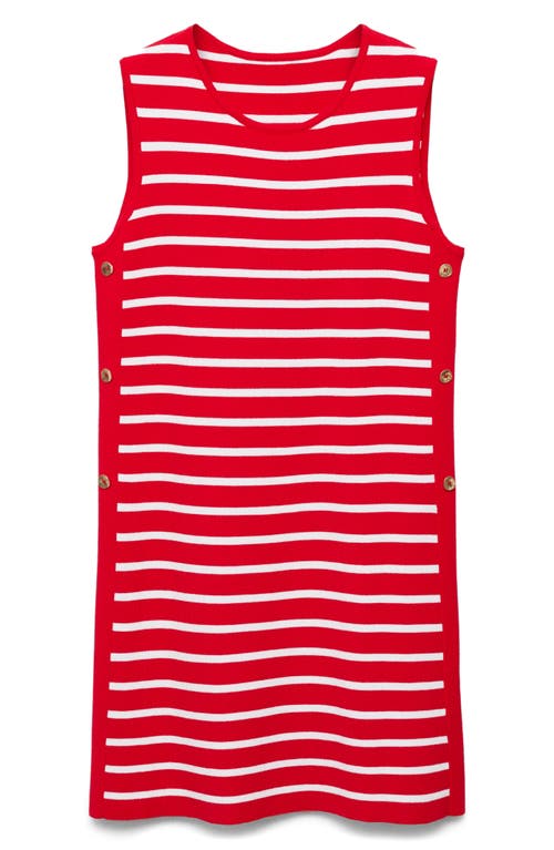 Shop Mango Stripe Side Button Dress In Red