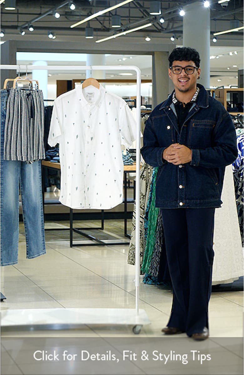 Montauk Floral Embroidered Short Sleeve Cotton & Hemp Button-Up Shirt, sales video thumbnail