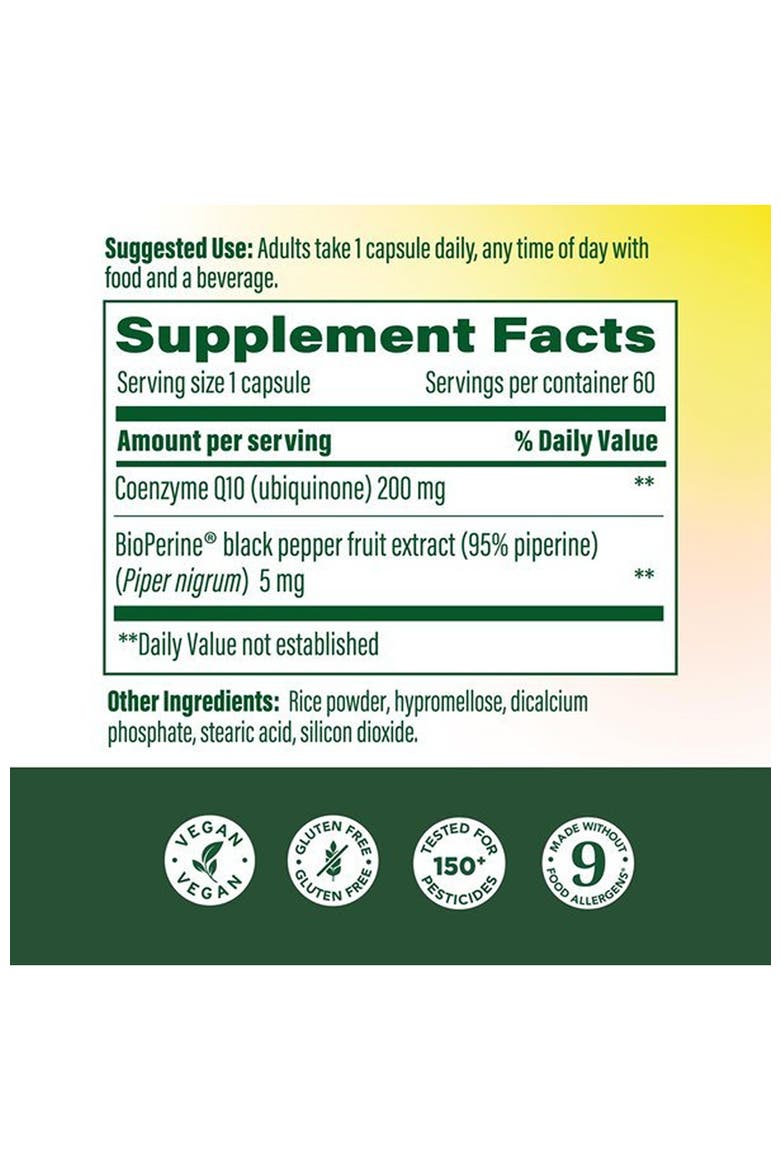 High Absorption CoQ10 200mg Per Serving with BioPerine Black Pepper Extract, 60 Capsules, Alternate, color, None