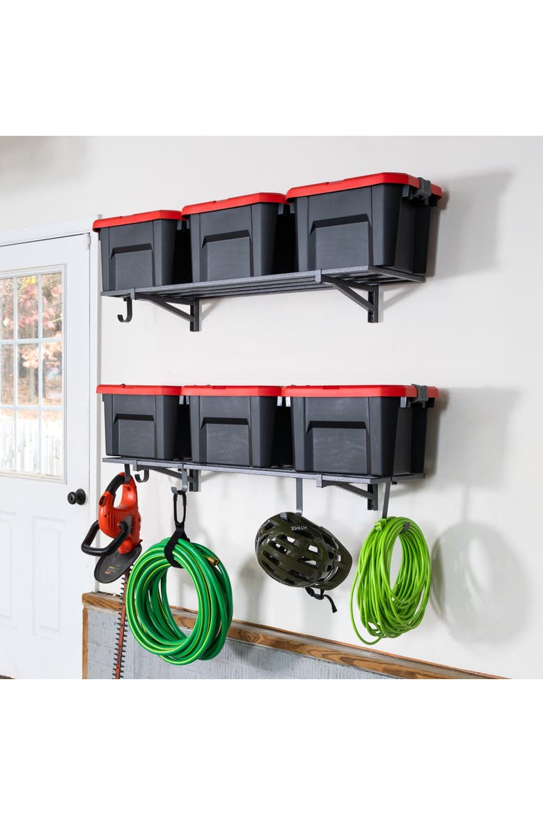 1' x 4' Bristol Garage Wall Mount Shelves - 2 Pack - Hammered Gray, Main, color, Grey