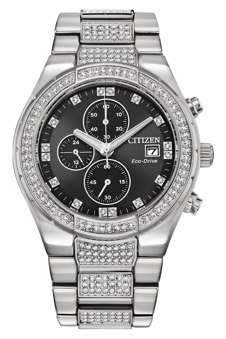 Crystal Bracelet Watch, 42mm, Main, color, SILVER