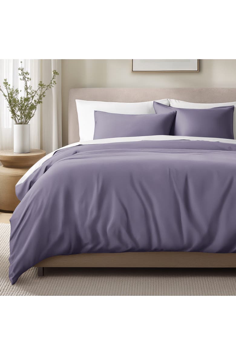 Organic Cotton Sateen Duvet Cover and Sham Set, Alternate, color, Dusty Purple