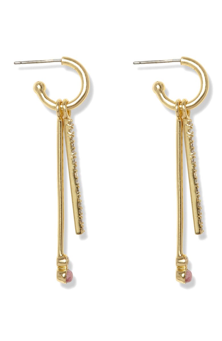 Sole Society Pink Aventurine Accent Double Stick Huggie Earrings, Alternate, color, 
