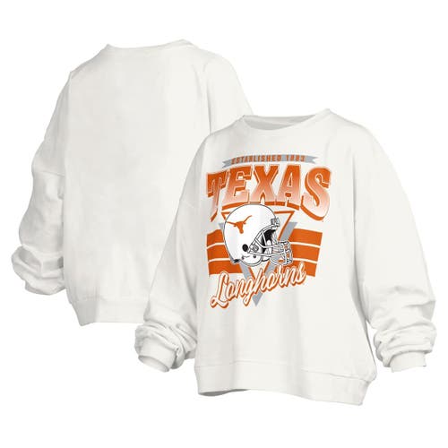 Pressbox White Texas Longhorns Janice Retro Logo Oversized Pullover Sweatshirt In White