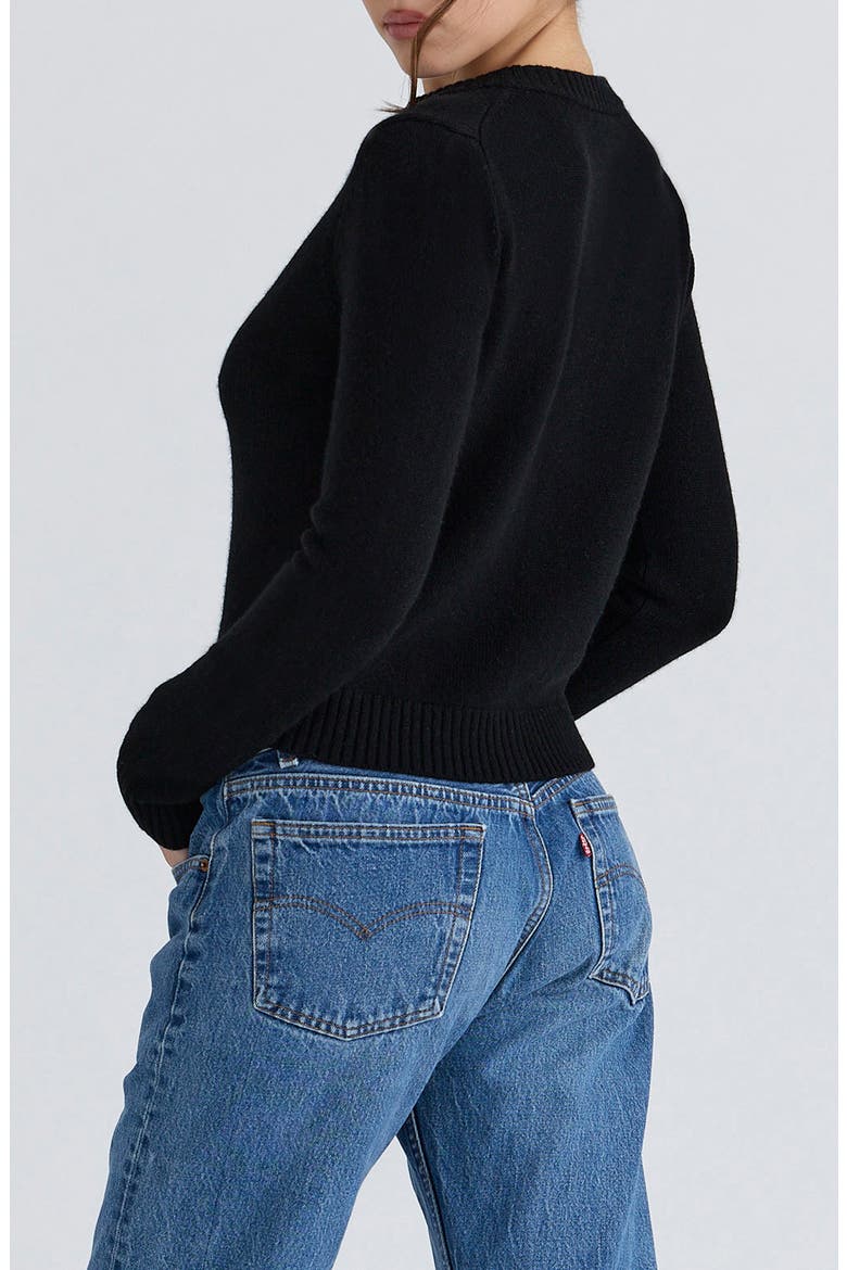 Signature Merino Wool & Cashmere Cardigan, Alternate, color, BLACK