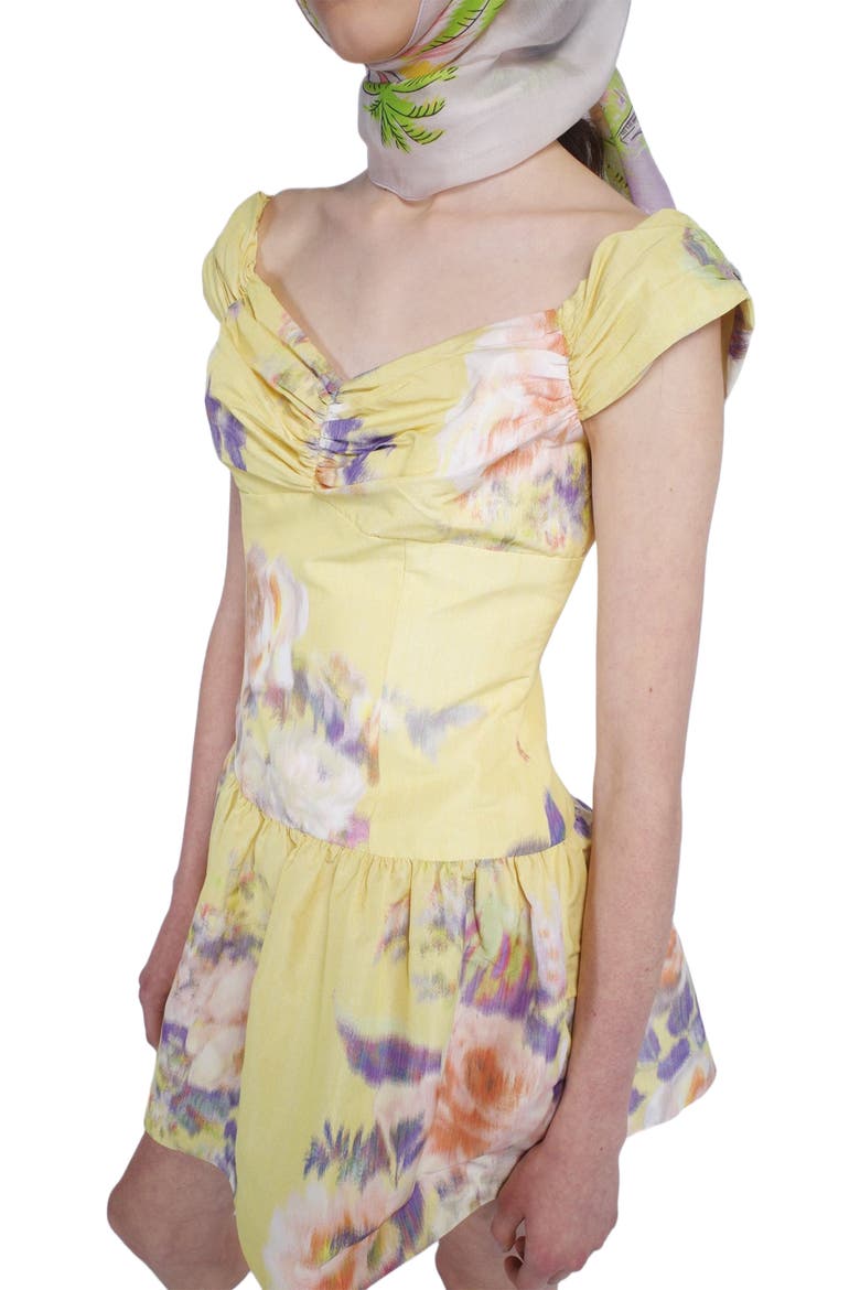 Cabbage Rose Taffeta Sweetheart  Dress, Alternate, color, Lemon Multi