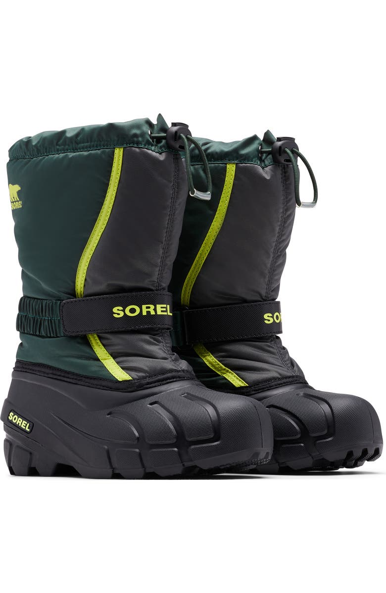 SOREL Kids' Flurry Waterproof Snow Boot, Main, color, Spruce/ Grill