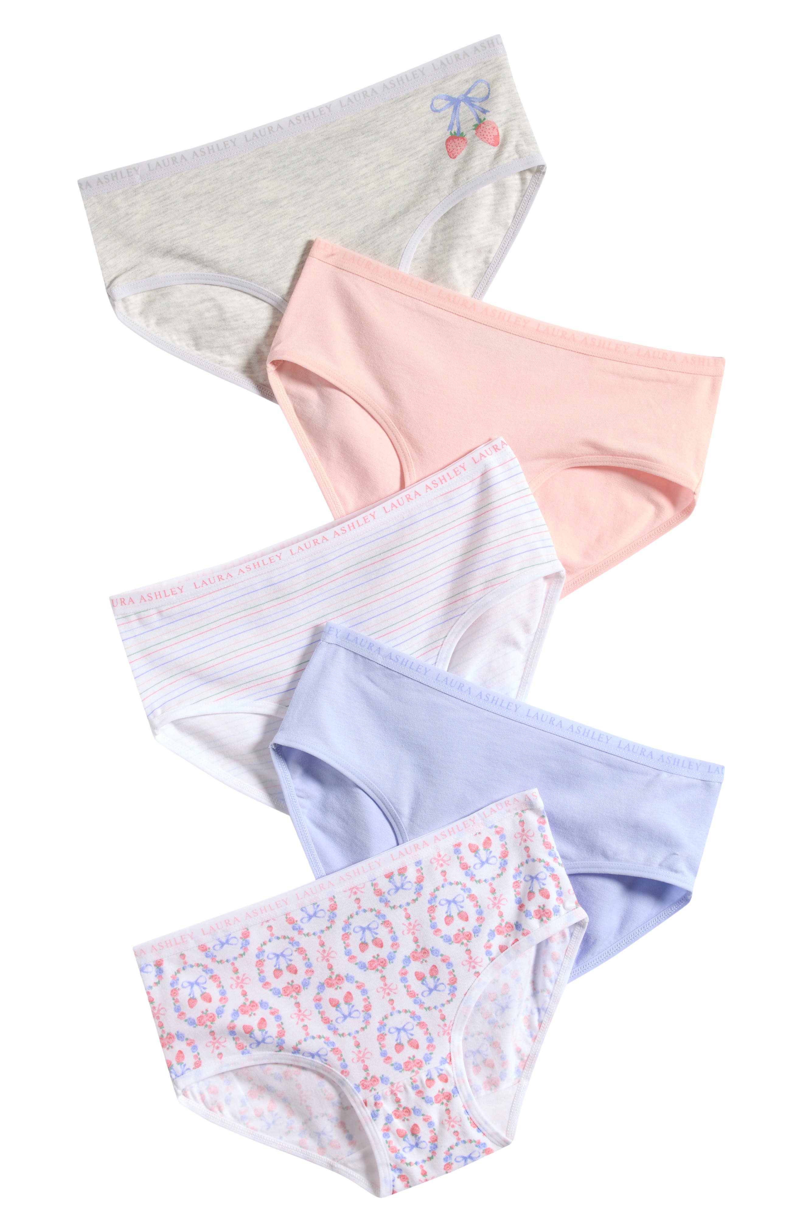 Laura Ashley Kids' Assorted 5-Pack Stretch Cotton Briefs
