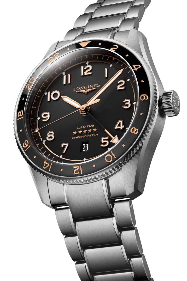 Spirit Zulu Time Automatic Bracelet Watch, 42mm, Alternate, color, BLACK