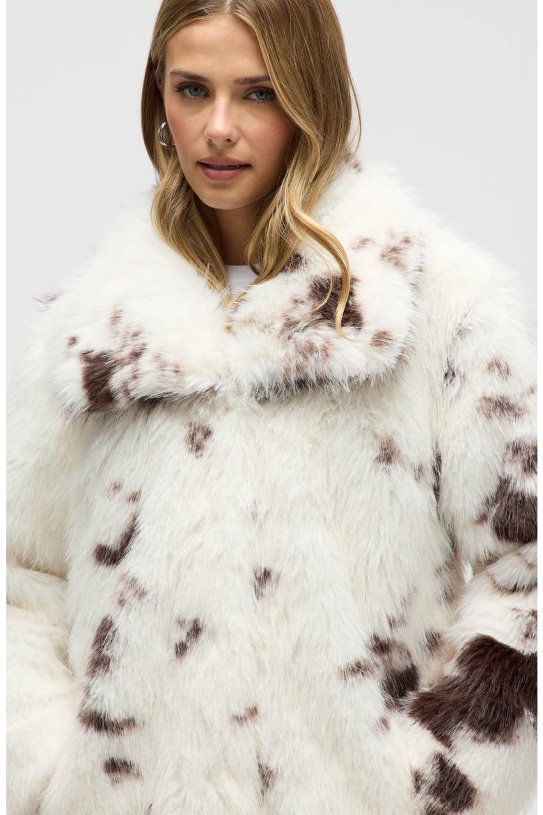 Faux Fur Longline Coat, Alternate, color, COW PRINT