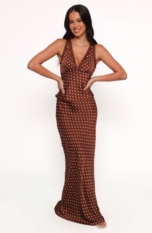 Petal And Pup Petal & Pup Kelso Polka Dot Lace Trim Satin Tank In Brown
