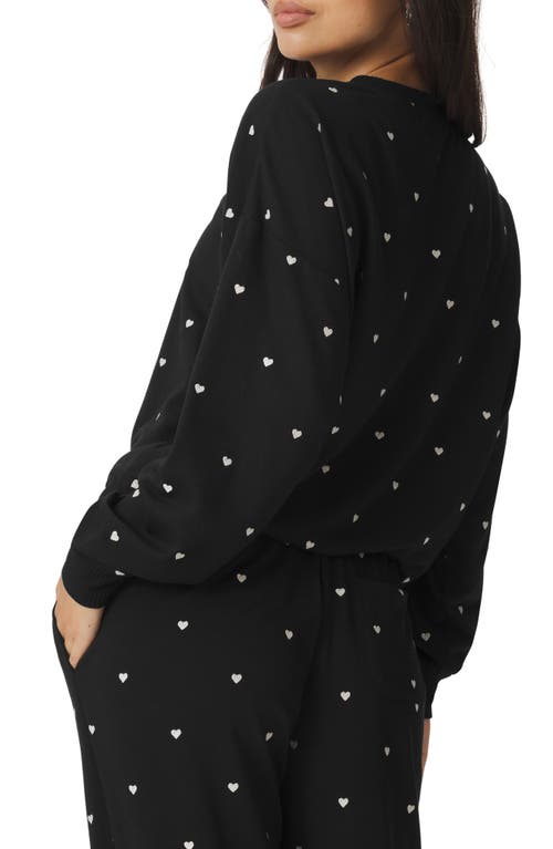 Splendid Love Embroidered Lounge Sweatshirt In Black