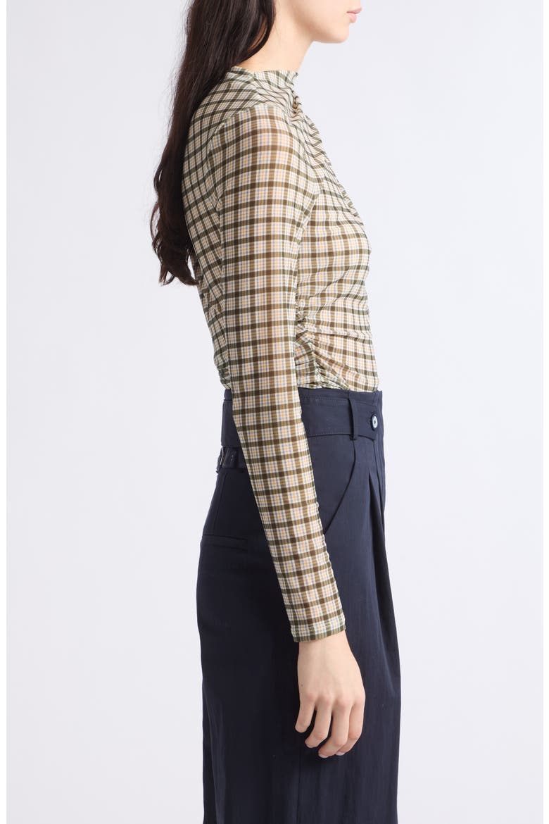 Nuvina Check Ruched Top, Alternate, color, LODEN MULTI