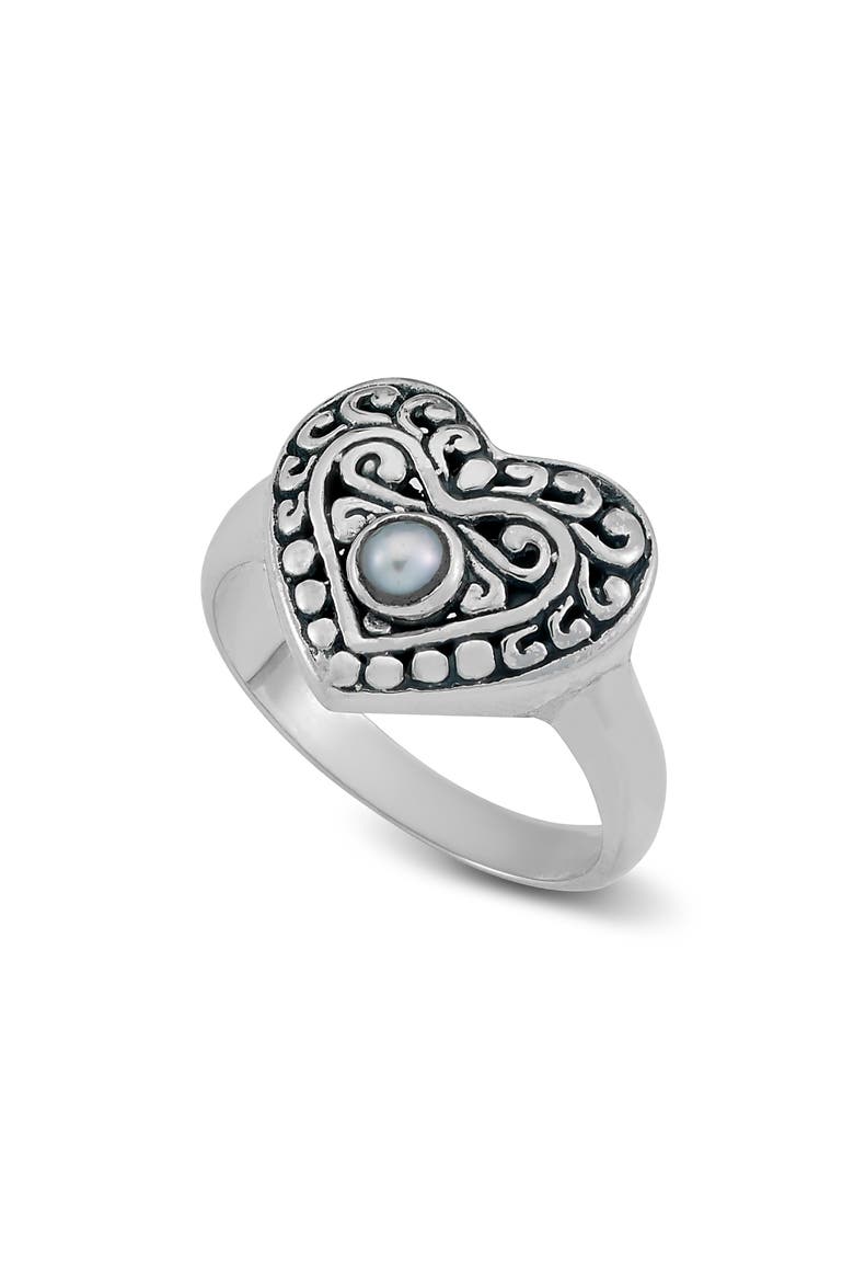 Freshwater Pearl Heart Ring, Main, color, WHITE