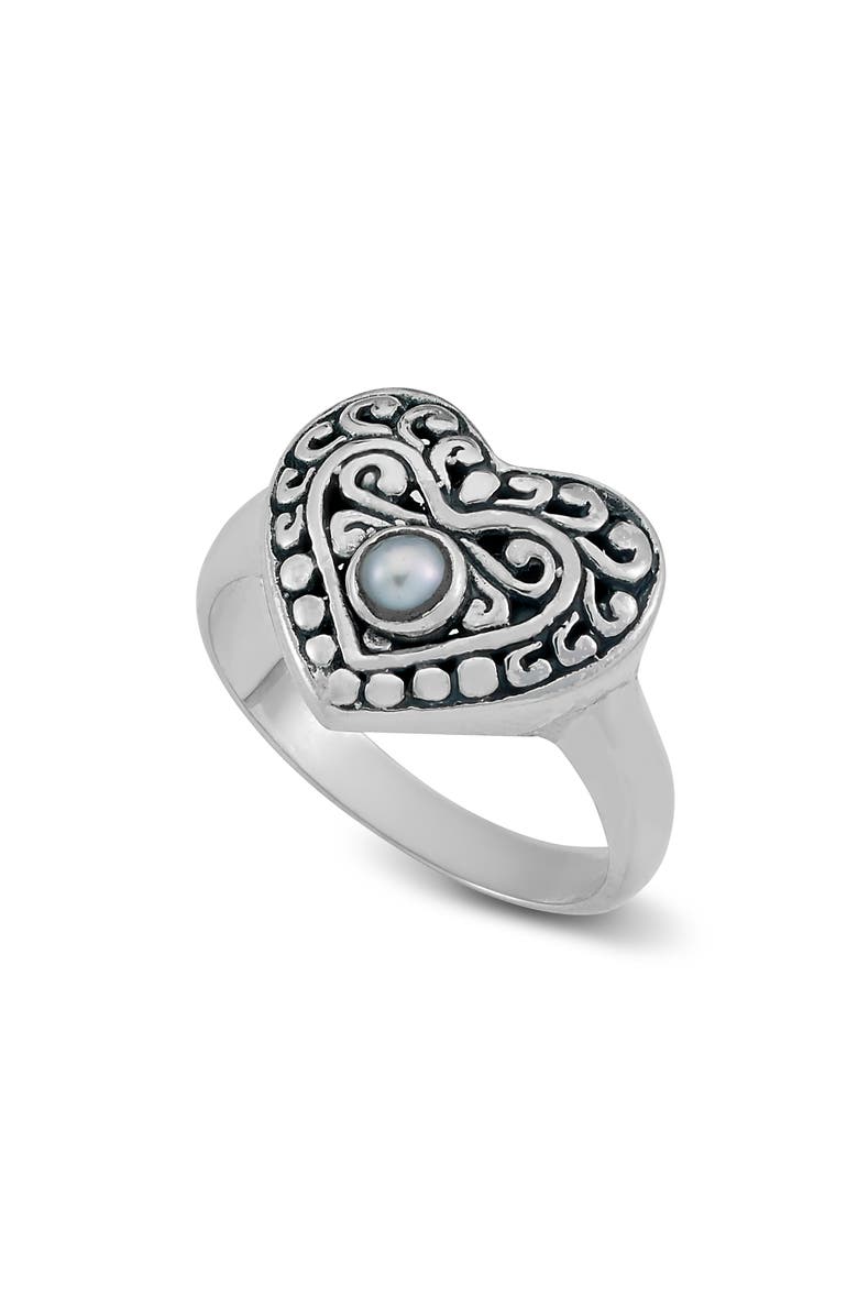 SAMUEL B. Freshwater Pearl Heart Ring, Main, color, White