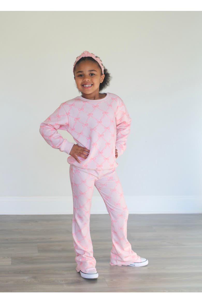 Bow Trellis Flare Legging, Alternate, color, Ballet Pink
