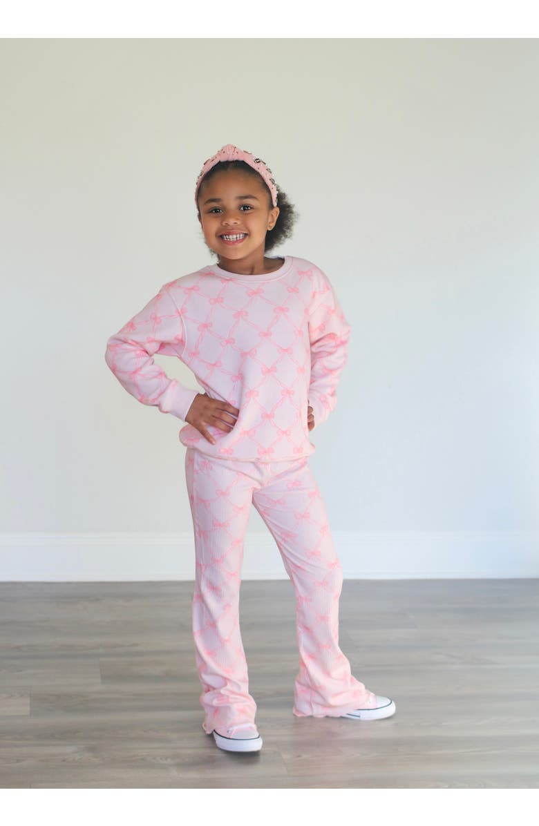 Sweet Wink Bow Trellis Flare Legging, Alternate, color, Ballet Pink