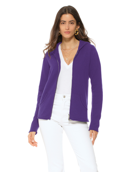 Pure Cashmere Double Zip Hoodie Sweater