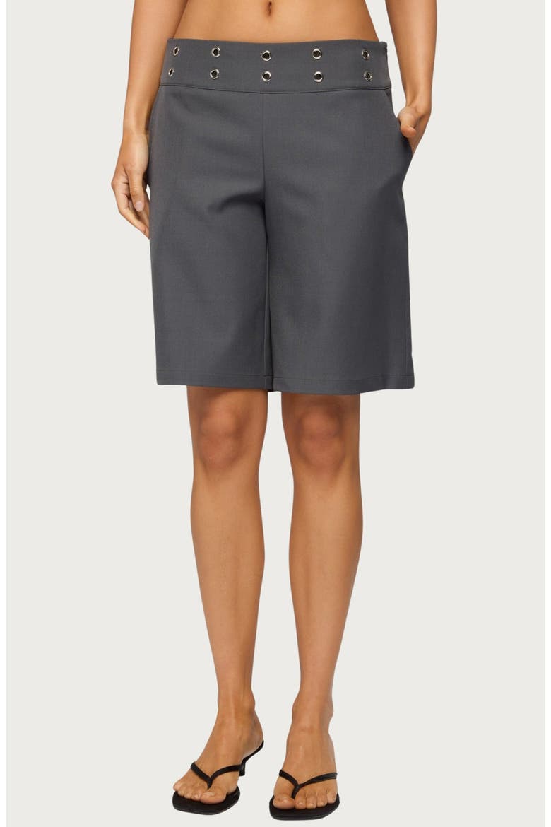 Grommet Low Rise Bermuda Shorts, Main, color, DARK-GRAY
