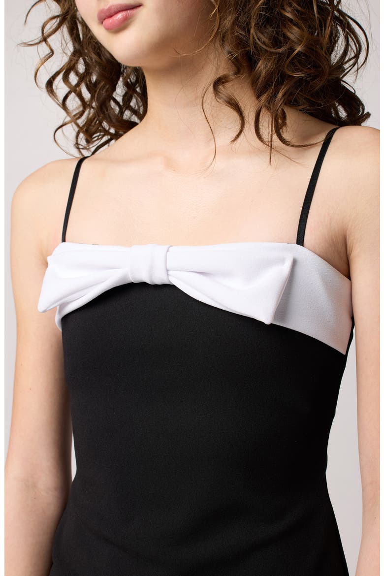 Kids' Bow Detail Stretch Crepe Dress, Alternate, color, BLACK