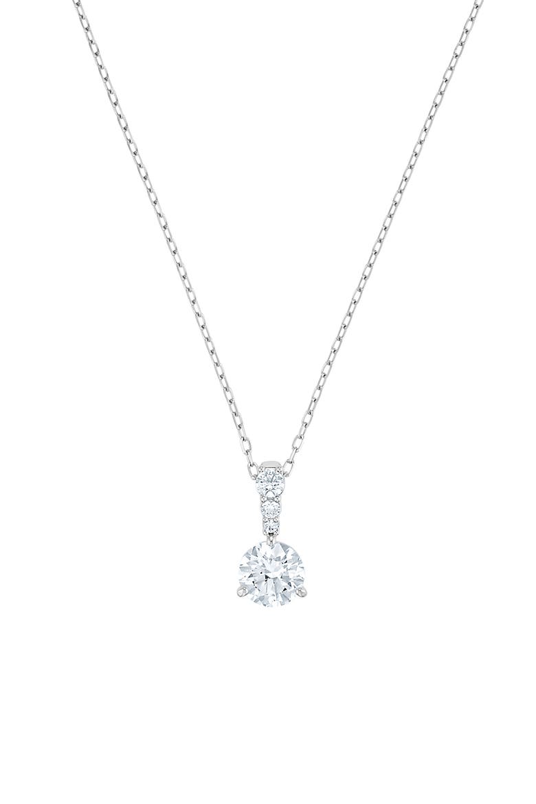Stilla Swarovski Cubic Zirconia Pendant Necklace, Alternate, color, WHITE