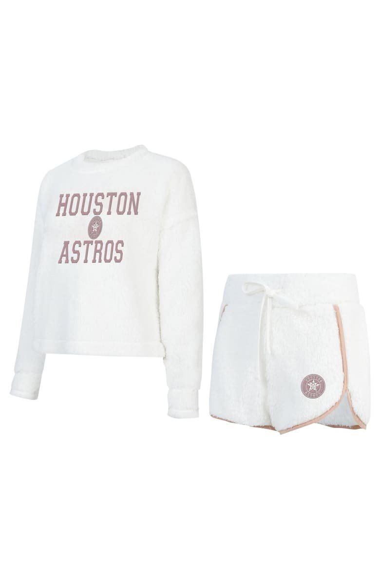 CONCEPTS SPORT Women's Concepts Sport White Houston Astros Painter Sherpa Long Sleeve T-Shirt & Short Set, Alternate, color, White
