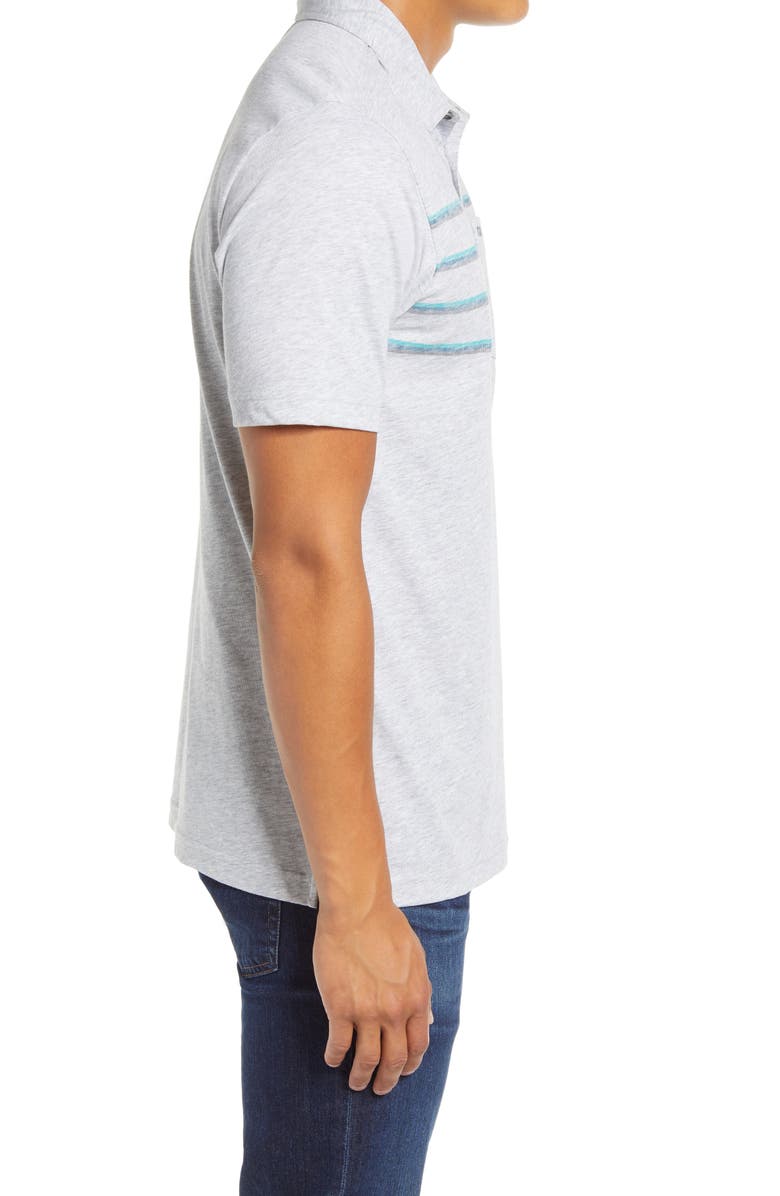 TravisMathew Overboard Stripe Pocket Polo, Alternate, color, Heather Grey