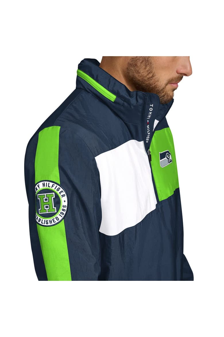 Men's Tommy Hilfiger College Navy Seattle Seahawks Gael Lightweight Half-Zip Pullover Hoodie Jacket, Alternate, color, College Navy