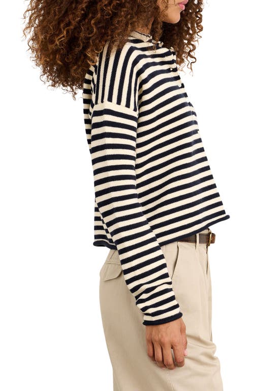 Alex Mill Taylor Cardigan In Stripe Cotton Cashmere Blend In Navy/ivory