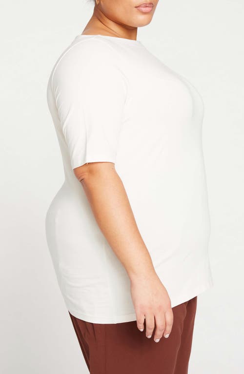 Universal Standard Bella Boatneck Stretch Pima Cotton Top In White