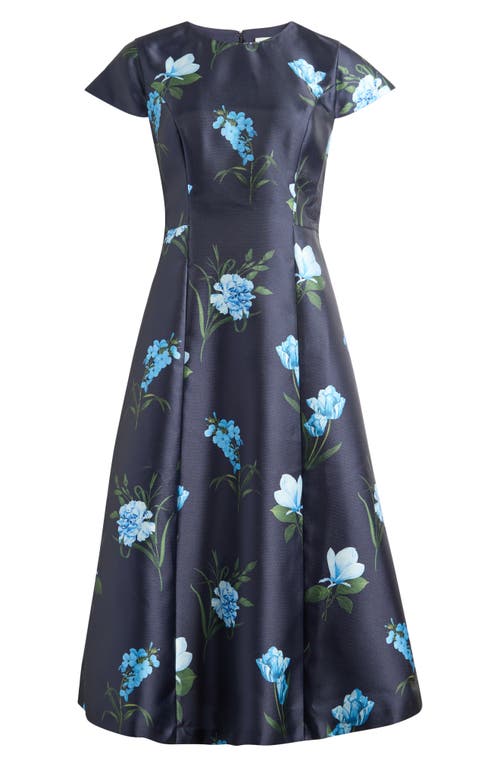 Sachin & Babi Jackie Print Flare Midi Dress In Blue