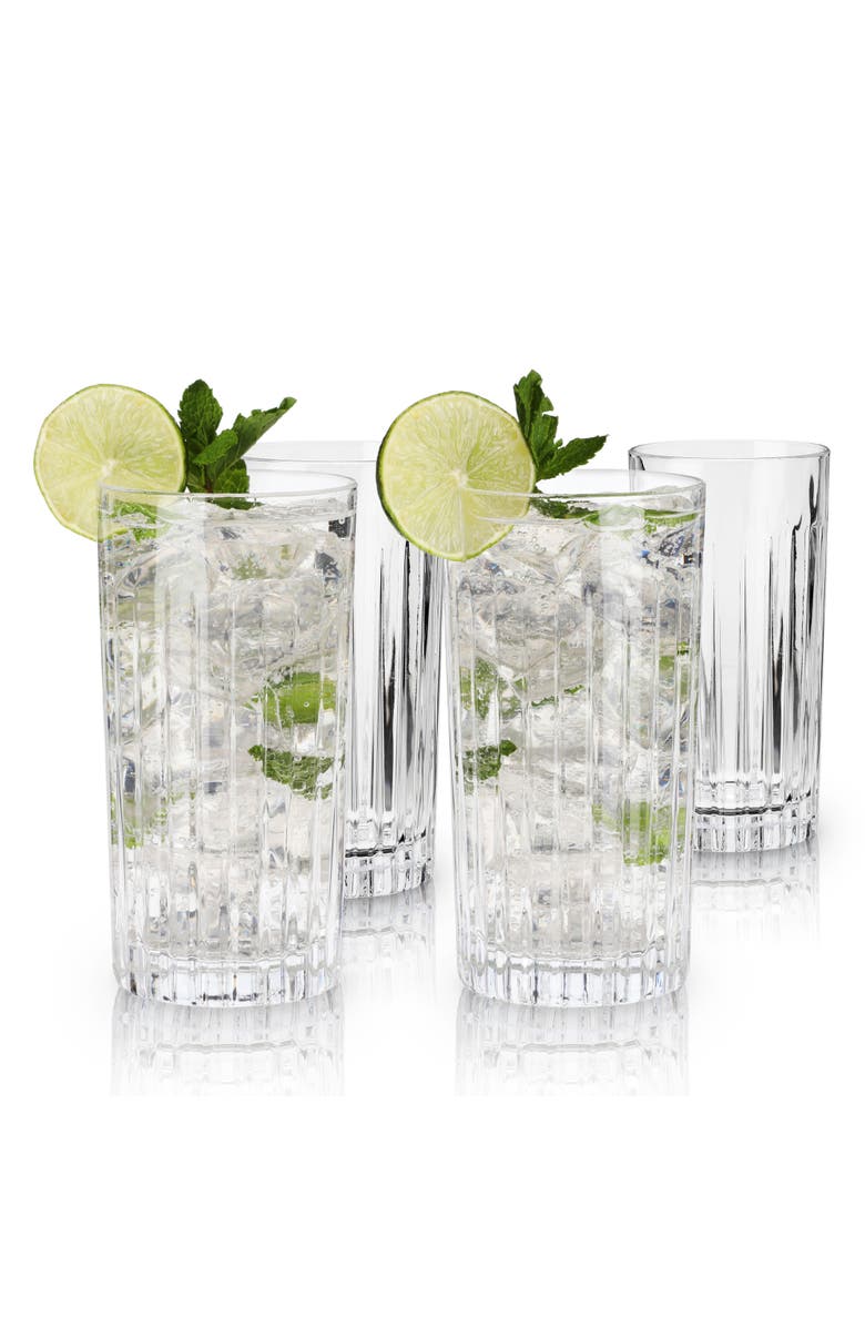 Viski Reserve Milo Crystal Highball Glasses Set of 4, Alternate, color, Clear