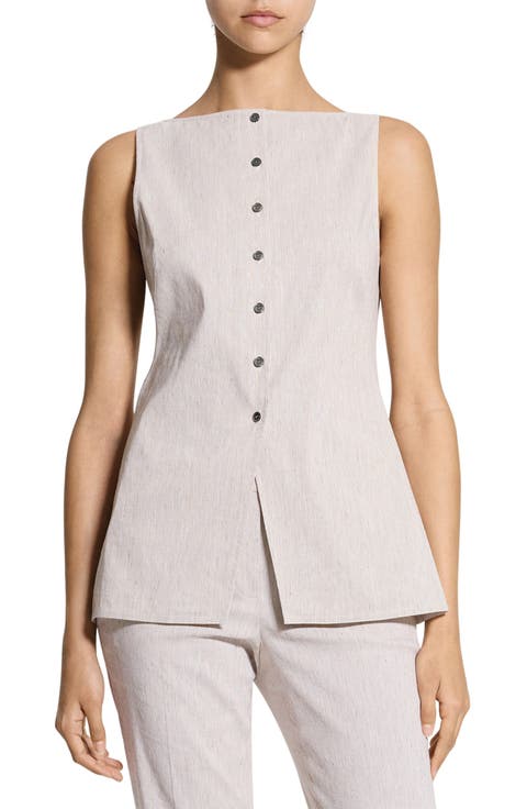 Sleeveless Linen Blend Top